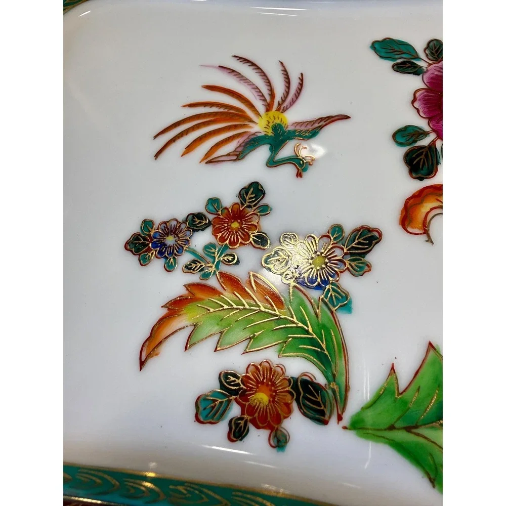 Vintage Charleton Porcelain Vanity Tray, Bird of Paradise Jewelry Tray
